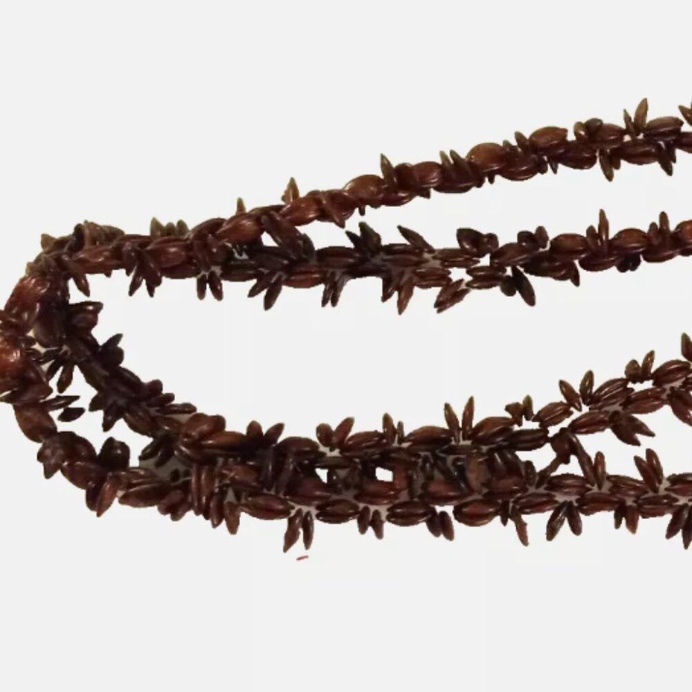 KOA Hawaiian Seed Necklace 18” Handmade Natural Tropical Jewelry Pullover - Picture 2 of 5